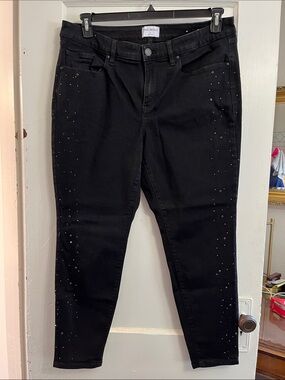 Lane Bryant Black Skinny Jeans with Side Stud Accents